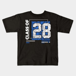 Class of 2028 Urban Streetwear // Graduation Class of '28 Blue Kids T-Shirt